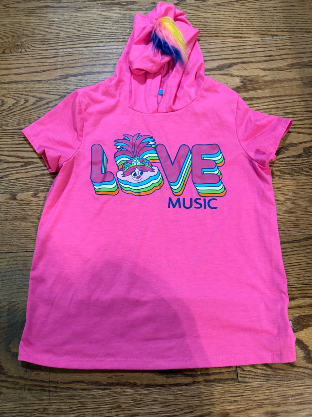 DreamWorks Bright Pink 'LOVE Music' Hooded Tee with Rainbow Detail